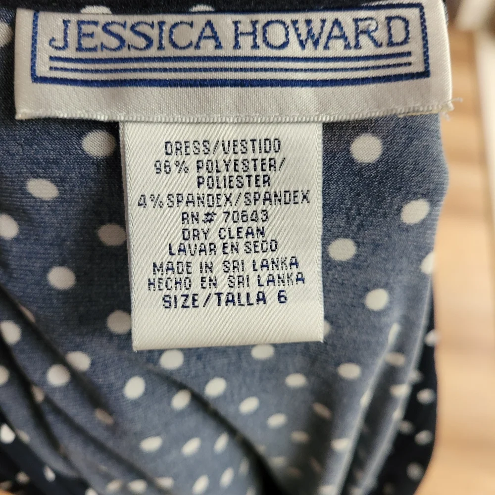 Polka dot dress Jessica Howard Vintage Navy Blue - Picture 15 of 15